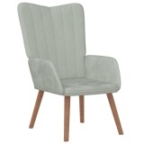 vidaXL Scaun de relaxare, gri deschis, catifea