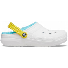 Saboți Crocs Classic Lined Pop Strap Clog Alb - White/Multi