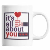 Cana alba personalizata &quot;Este totul despre tine&quot;, INOVATIX&reg;. 330ml, Oem
