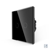 Intrerupator dublu cap scara/cruce cu touch din sticla Luxion, negru