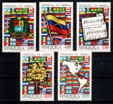 Venezuela 1972, Mi #1897-1901**, Vnz in America, harti, steaguri, MNH! Cota 40&euro;!, Nestampilat