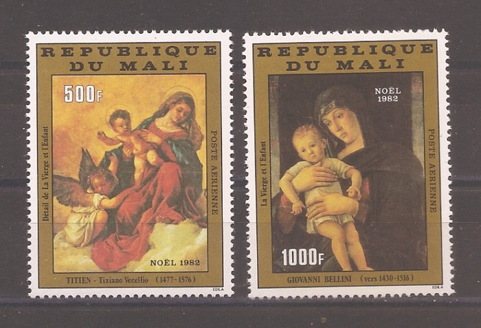 Mali 1982 - Crăciun - Picturi de Titian si Bellini, PA, MNH