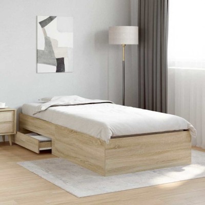 vidaXL Cadru de pat Maro 90 x 190 cm Lemn compozit foto