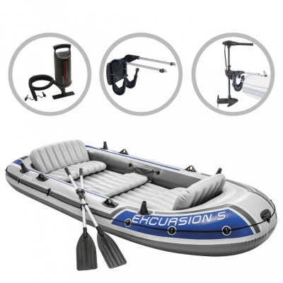 Intex Set barcă gonflabilă Excursion 5 cu motor independent și suport foto