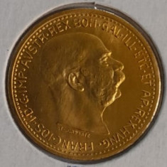 Moneda aur fin 10 Coroane Imperiul Austriac anul 1912 foto