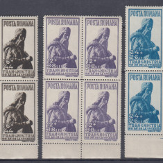 ROMANIA 1942 LP 148 III PENTRU TRANSNISTRIA MIRON COSTIN BLOCURI DE 4 TIMBRE MNH