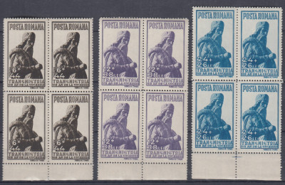 ROMANIA 1942 LP 148 III PENTRU TRANSNISTRIA MIRON COSTIN BLOCURI DE 4 TIMBRE MNH foto