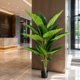 Planta artificiala Alocasia decorativa, 190 cm, 2 tulpini, verde, Oem