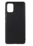 Husa pentru Samsung Galaxy A71, MyStyle Perfect Fit cu insertii de carbon, negru
