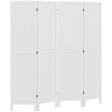 HOMCOM Paravan din lemn, separator de cameră, cloison interieur pliabil cu 4 panouri din lemn 160 x 170 cm alb | Aosom Romania