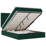Cumpara ieftin Cadru de pat otoman cu saltele, catifea verde inchis 140x190cm