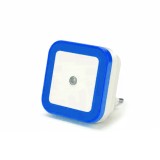 Lampa de noapte LED, cu senzor zi-noapte, 1W, 40lm, lumina albastra, 110-240V, plastic