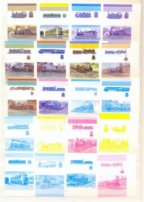 Nevis 1983-1986 Trains Locomotives COLOR PROOFS MNH DA.125