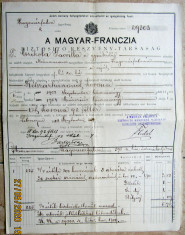 Asigurare din 1904 Magyar-Francia Biztosito.Comitatul Maramuresului. foto