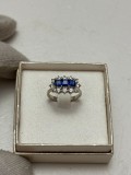 INEL AUR alb 18K + 12 Diamante = 0.76ct + 3 Safire = 1.20ct - Vintage !, 46 - 56