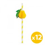 Paie Hartie Fructe 3D, 197mm x 6mm, 12 Buc/Pachet, Best CarHome - Petreceri Copii, Aniversari, Eco-Friendly, Para, Ananas, Galben