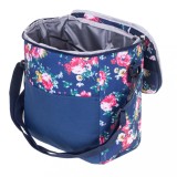 Geanta termoizolanta pentru picnic sau plaja, capacitate 11l, culoare albastra cu flori, AVEX