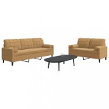 VidaXL Set de canapele cu perne/rulouri, 2 piese, maro, catifea