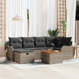 Cumpara ieftin Set de canapele pentru grădină cu pernă 7 pcs Gri Rattan poli