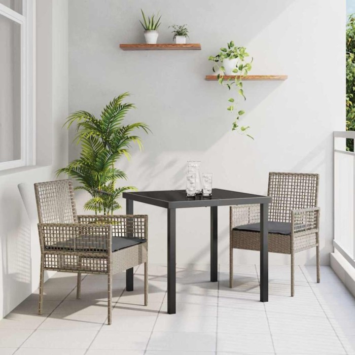 vidaXL Scaun pentru Grădină 2 pcs Gri 53 x 60 x 85cm poliratan 42003447
