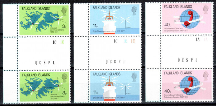 Falkland 1977, Mi #252-254**, telecomunicatii, vapor, telefon, MNH! Cota 21 &euro;!