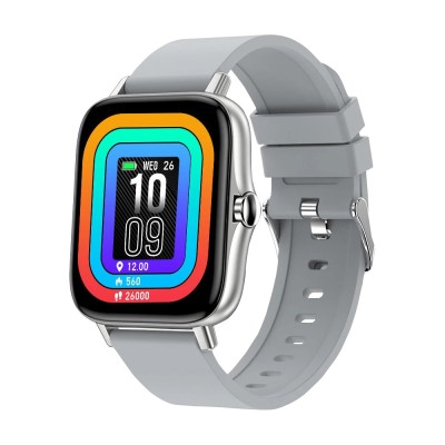 Ceas smartwatch Twinkler TKY-T42, Gri cu Functie de Alarma, Pedometru, Monitorizare Somn, Notificari mesaje, Notificari apeluri, Remote camera, Notifi foto