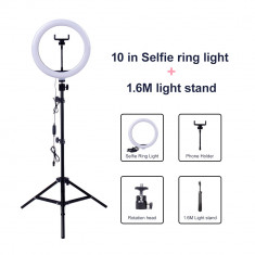 Lampa circulara LED 10" / 26 cm diametru + trepied 160-200 cm Ring Light 10 + trepied 160cm