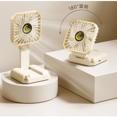 Ventilator Portabil, de Gat, de Birou, Suport Telefon, 14 x 7 cm, Incarcare USB, din ABS, 3 Viteze, Alb