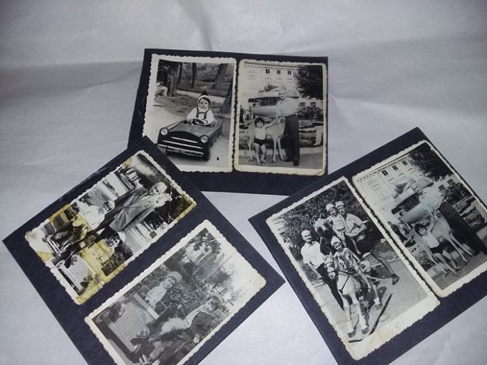 lot 3 file album cu 6 fotografii masinute vechi copii,calut,caprioara,T.GRATUIT