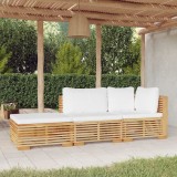 Cumpara ieftin Set mobilier grădină cu perne, 3 piese, lemn masiv de tec