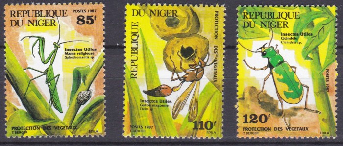 DB1 Niger 1987 Fauna Africana Insecte 3 v. MNH
