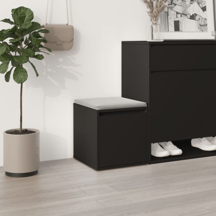 Gossi cutie cu sertar, negru, 40,5x40x40 cm, lemn compozit