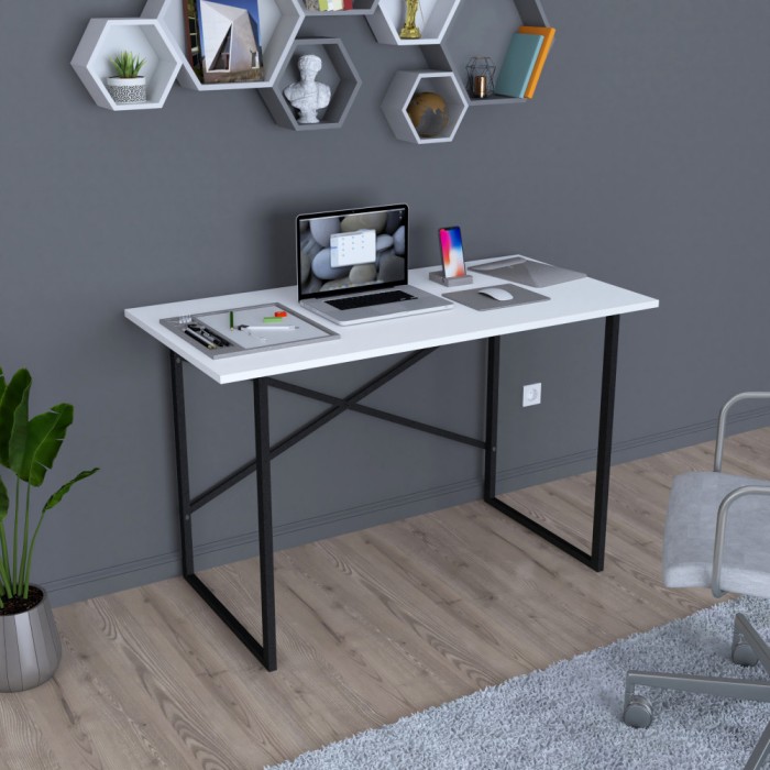 Schreibtisch Tjeldsund 120x60x75cm Wei&szlig; [en.casa] HausGarden Leisure