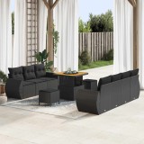 Cumpara ieftin Set de canapele pentru gradina cu perna 10 pcs Negru poliratan