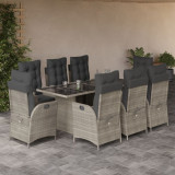 Set mobilier gradina cu perne, 9 piese, gri deschis, poliratan GartenMobel Dekor, vidaXL