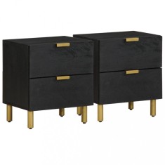 vidaXL Noptiere, 2 buc., negru, 40x33x46 cm, lemn masiv de mango 4017647