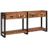 VidaXL Set mese console 2 pcs Multicolour Lemn reciclat solid și metal