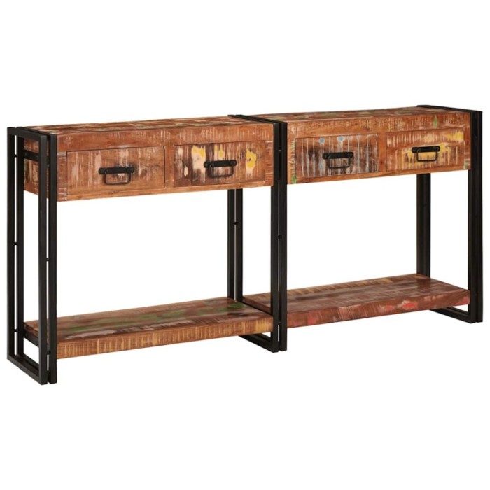 vidaXL Set mese console 2 pcs Multicolour Lemn reciclat solid și metal