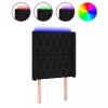 Tablie de pat cu LED, negru, 83x16x118/128 cm, textil