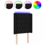 Cumpara ieftin Tablie de pat cu LED, negru, 83x16x118/128 cm, textil