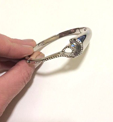 Bratara fixa INOX dama-bijuterii- inox placat cu AUR alb 18K -Produs  stantat | Okazii.ro