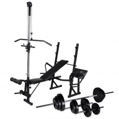 Banca fitness cu rastel greutati, set haltere/gantere, 30,5kg GartenMobel Dekor