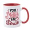Cana maner rosu personalizata You make me smile, INOVATIX&reg;. 330ml