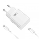 Incarcator Retea Cu Cablu Lightning XO Design L126, 20W, 3A, 1 x USB-C, Alb