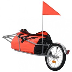 Remorca de bicicleta pentru bagaje cu sac, portocaliu ?i negru foto
