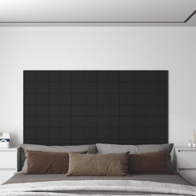 vidaXL Panouri de perete, 12 buc., negru, 60x15 cm, textil, 1,08 m&amp;sup2; foto