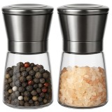 Set 2 rasnite manuale pentru sare si piper, sticla, 190 ml, Ruhhy