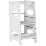 HOMCOM Turn de &Icirc;nvățare pentru Copii cu &Icirc;nălțime Reglabilă pe 3 Nivele, 40x50x90 cm, Gri | Aosom Romania