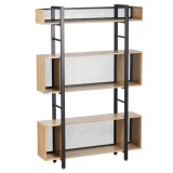 Cumpara ieftin Raft pardoseala fier negru mdf laminat stejar Kilis 120x30x180 cm