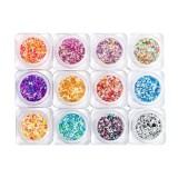 Kit nail art - 12 buc - forme asimetrice colorate, INGINAILS